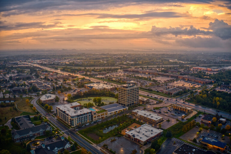 Aerial View of the Twin Cities Suburb of Eagan, Minnesota
